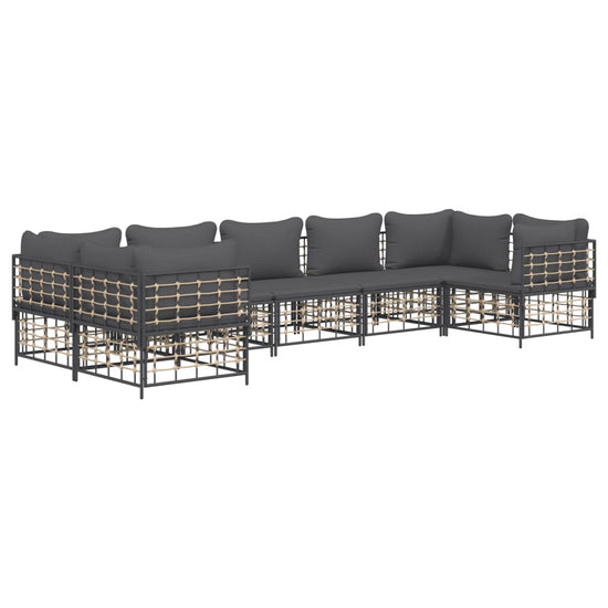 7-delige Loungeset met kussens poly rattan antracietkleurig MeubelReus