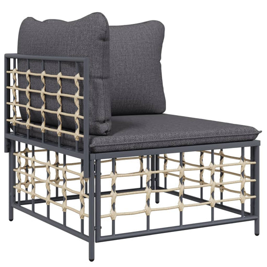 11-delige Loungeset met kussens poly rattan antracietkleurig MeubelReus
