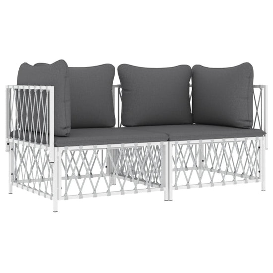 2-delige Loungeset met kussens staal wit MeubelReus