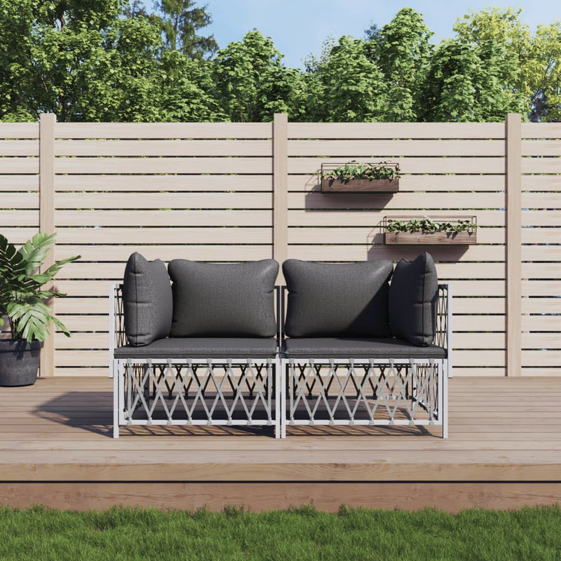 2-delige Loungeset met kussens staal wit MeubelReus