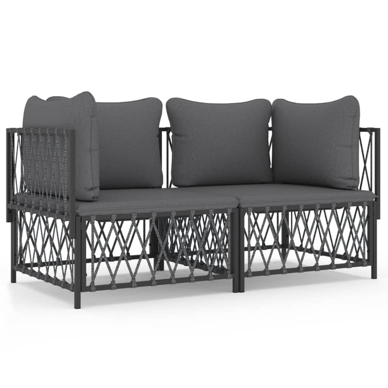 2-delige Loungeset met kussens staal antracietkleurig MeubelReus