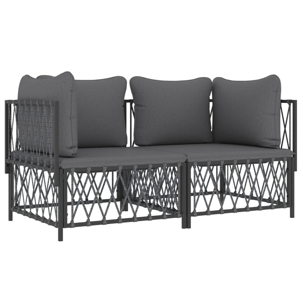 2-delige Loungeset met kussens staal antracietkleurig MeubelReus