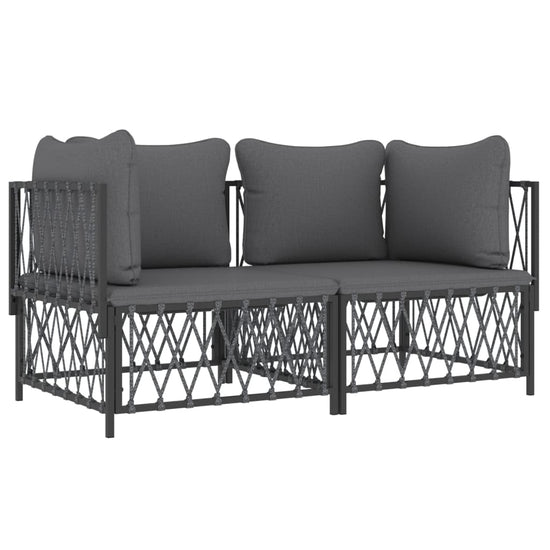 2-delige Loungeset met kussens staal antracietkleurig MeubelReus