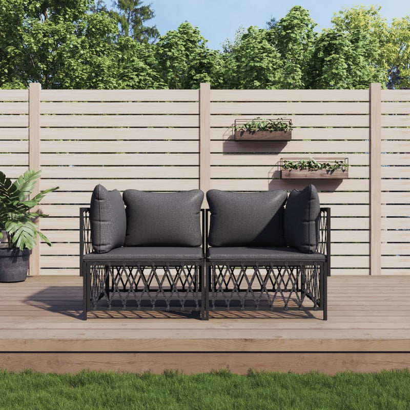 2-delige Loungeset met kussens staal antracietkleurig MeubelReus