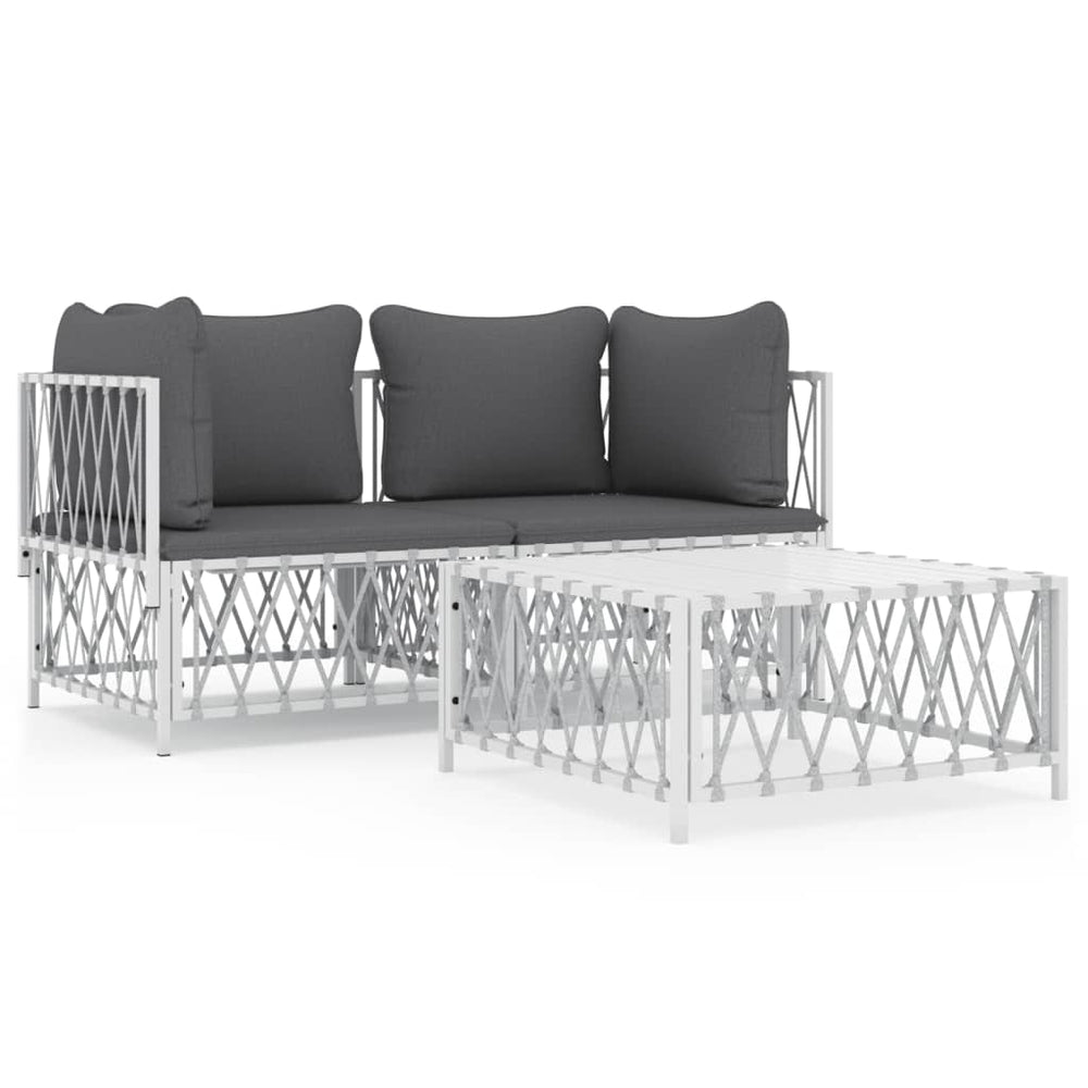 3-delige Loungeset met kussens staal wit MeubelReus