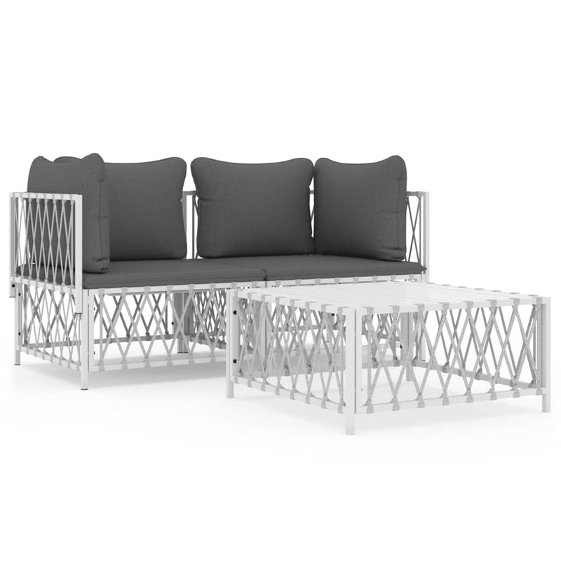 3-delige Loungeset met kussens staal wit MeubelReus