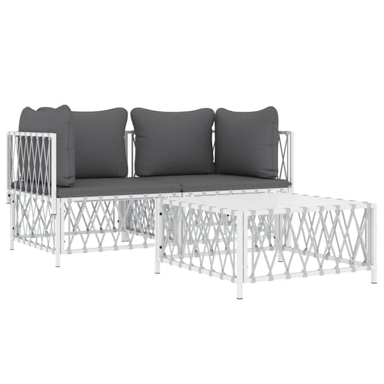 3-delige Loungeset met kussens staal wit MeubelReus