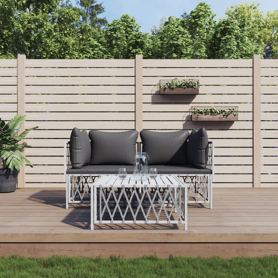 3-delige Loungeset met kussens staal wit MeubelReus