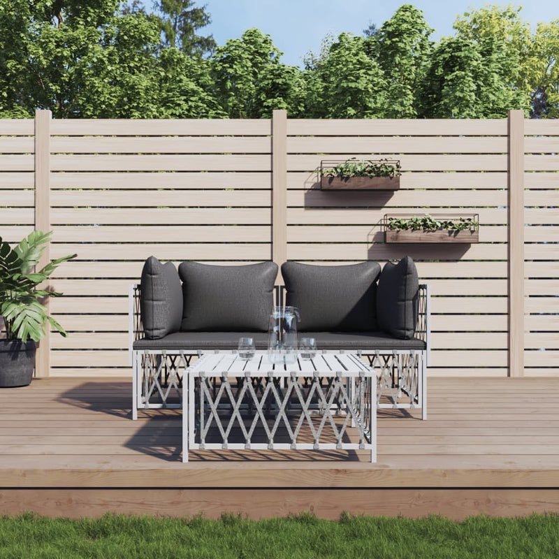3-delige Loungeset met kussens staal wit MeubelReus