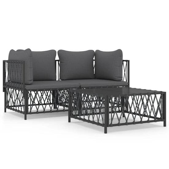 3-delige Loungeset met kussens staal antracietkleurig MeubelReus