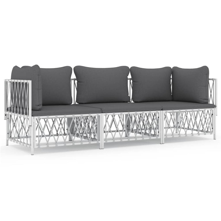 3-delige Loungeset met kussens staal wit MeubelReus