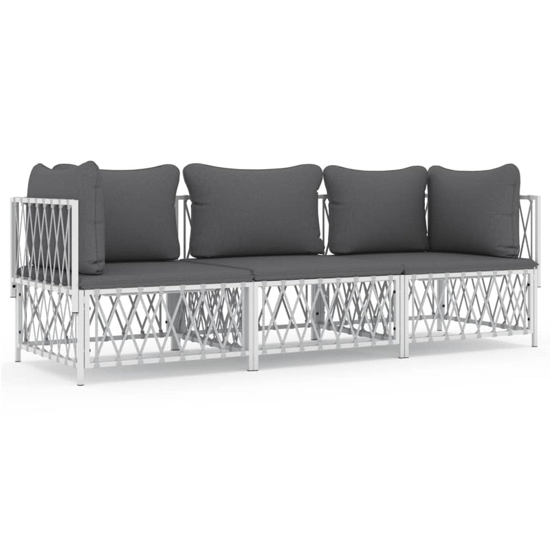 3-delige Loungeset met kussens staal wit MeubelReus