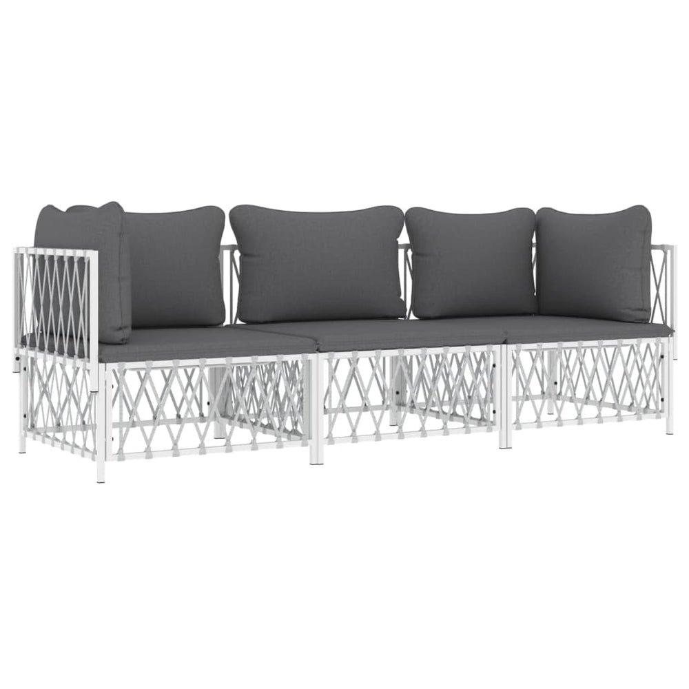 3-delige Loungeset met kussens staal wit MeubelReus