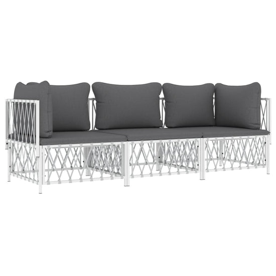 3-delige Loungeset met kussens staal wit MeubelReus