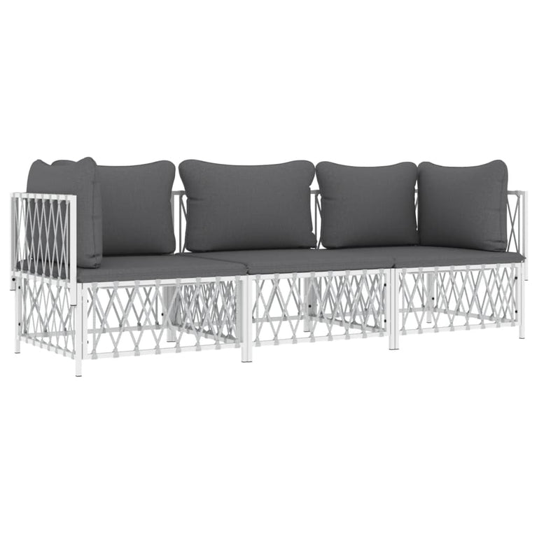 3-delige Loungeset met kussens staal wit MeubelReus