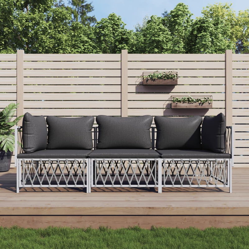 3-delige Loungeset met kussens staal wit MeubelReus