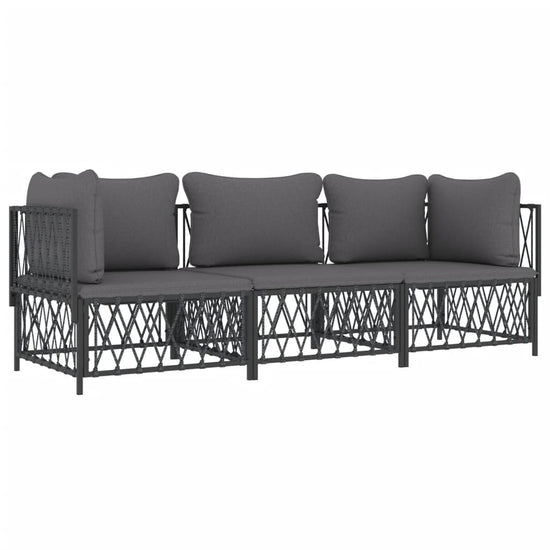 3-delige Loungeset met kussens staal antracietkleurig MeubelReus
