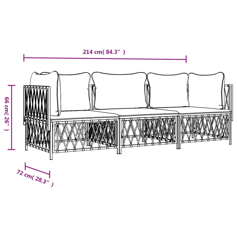 3-delige Loungeset met kussens staal antracietkleurig MeubelReus