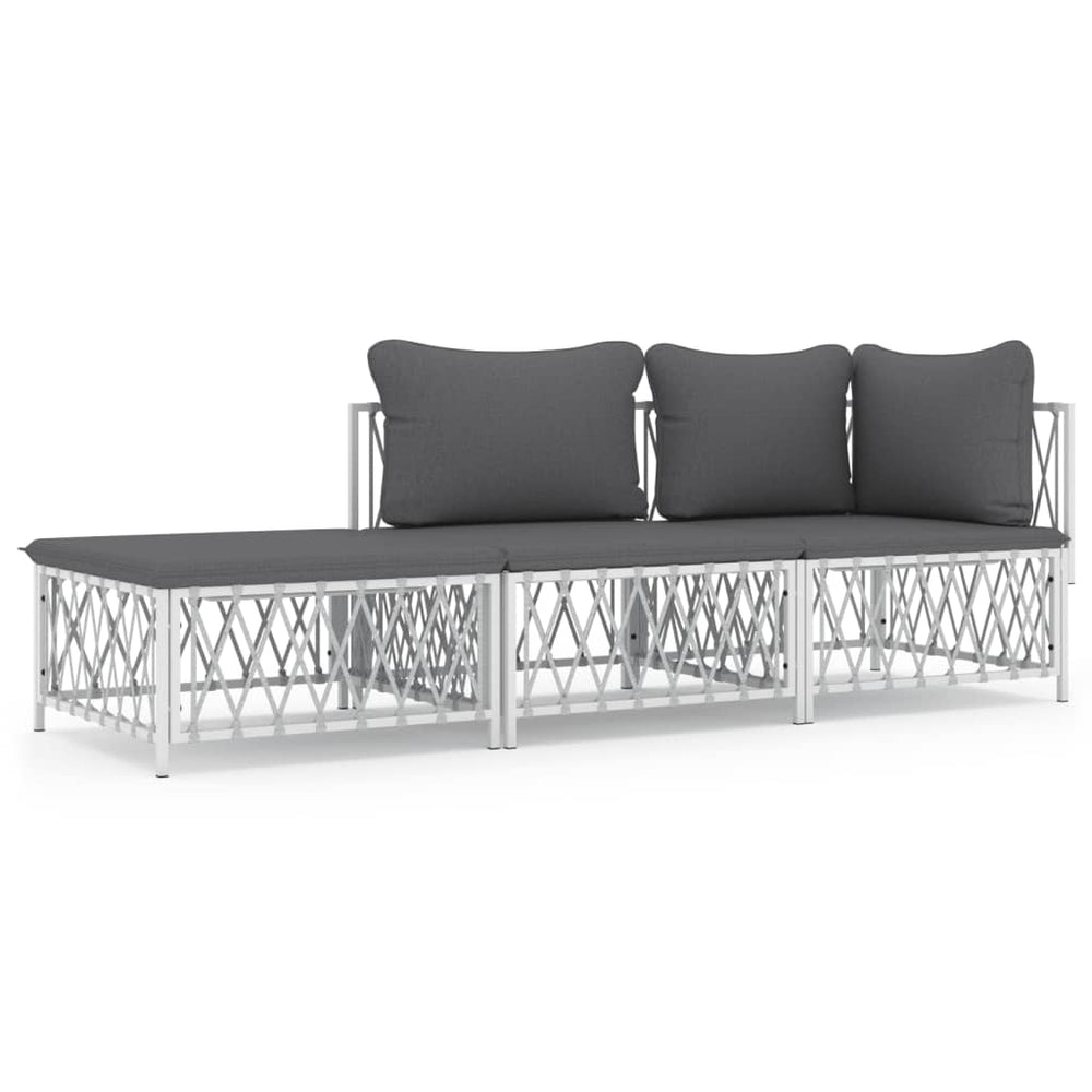 3-delige Loungeset met kussens staal wit MeubelReus