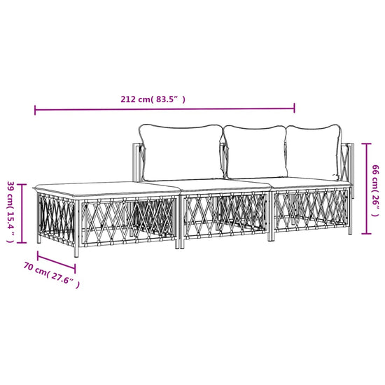 3-delige Loungeset met kussens staal wit MeubelReus