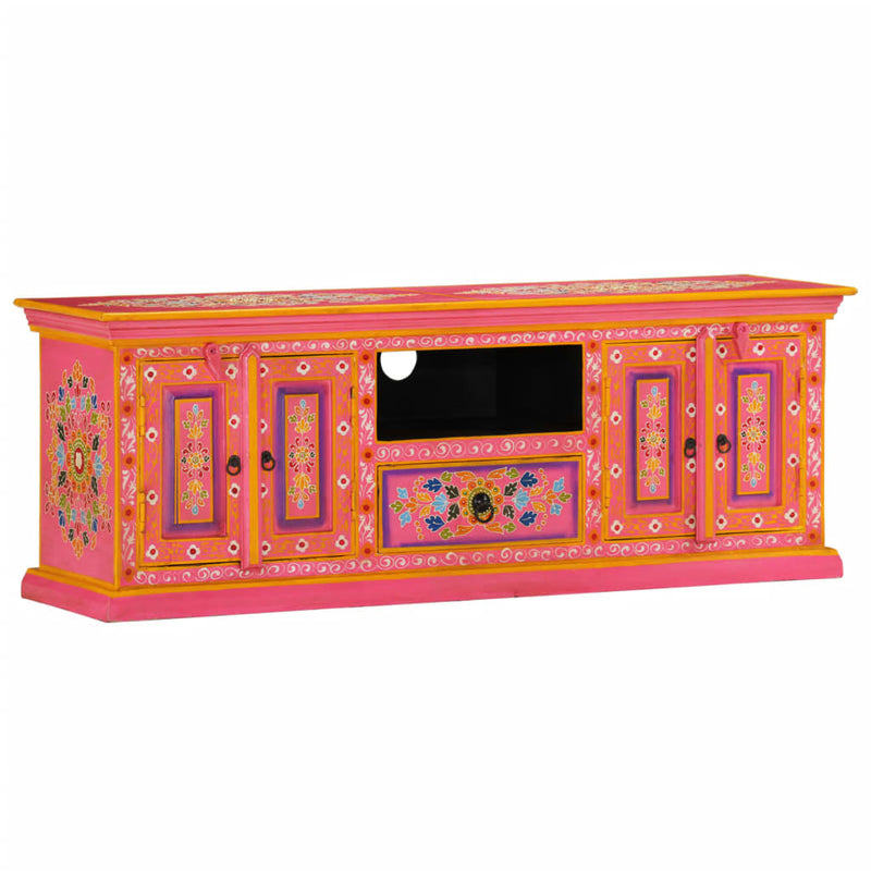 Tv-meubel 110x30x40 cm massief mangohout roze MeubelReus