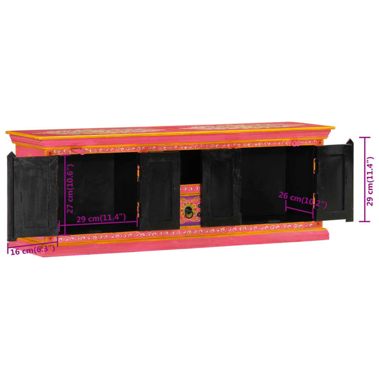 Tv-meubel 110x30x40 cm massief mangohout roze MeubelReus