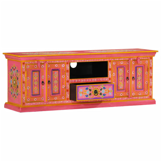 Tv-meubel 110x30x40 cm massief mangohout roze MeubelReus