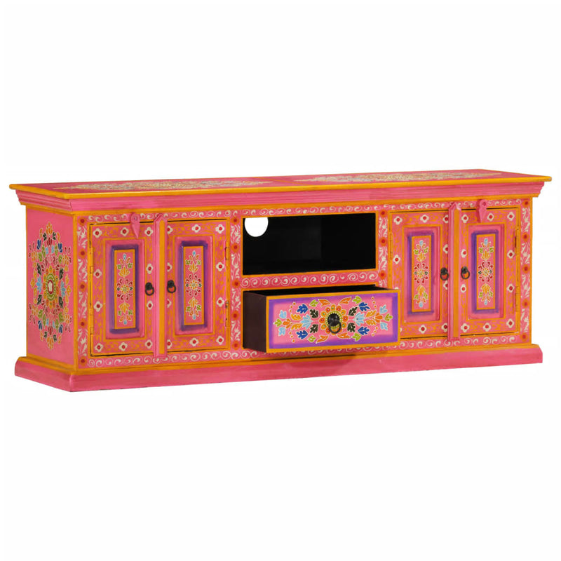 Tv-meubel 110x30x40 cm massief mangohout roze MeubelReus