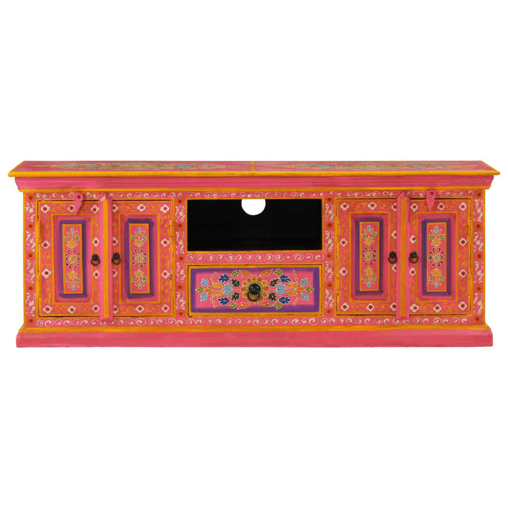 Tv-meubel 110x30x40 cm massief mangohout roze MeubelReus