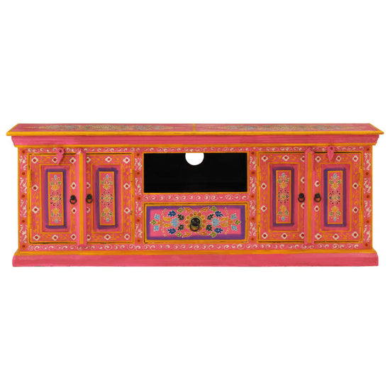Tv-meubel 110x30x40 cm massief mangohout roze MeubelReus