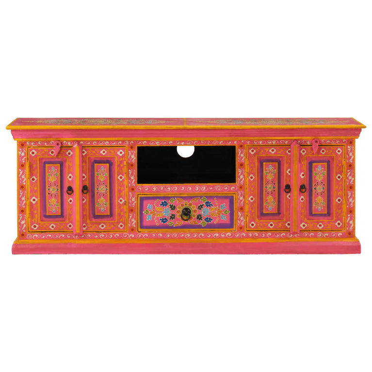 Tv-meubel 110x30x40 cm massief mangohout roze MeubelReus