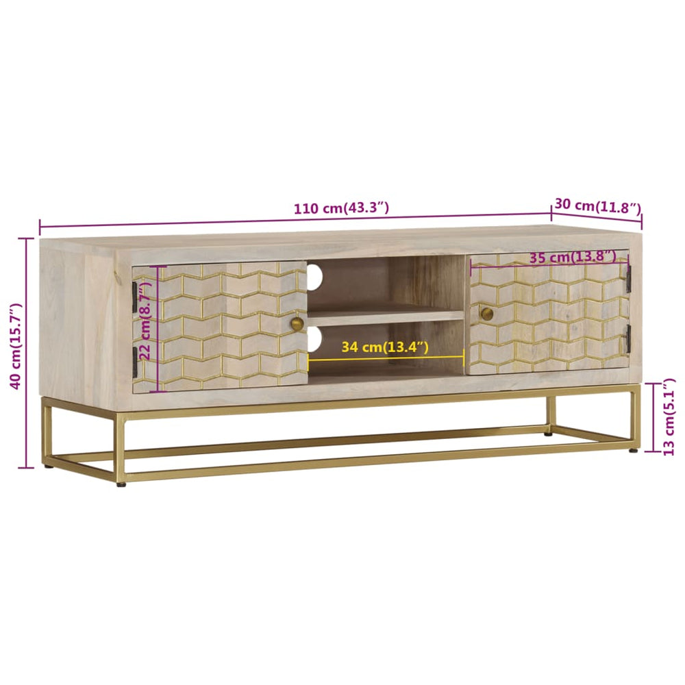 Tv-meubel 110x30x40 cm massief gebleekt mangohout MeubelReus