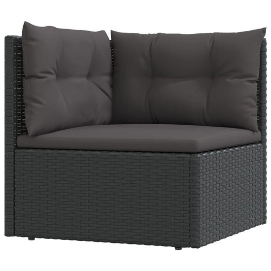 6-delige Loungeset met kussens poly rattan zwart MeubelReus