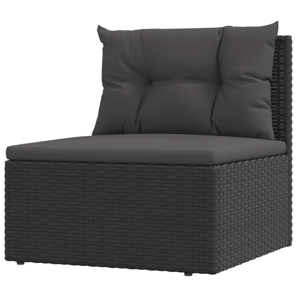 7-delige Loungeset met kussens poly rattan zwart MeubelReus