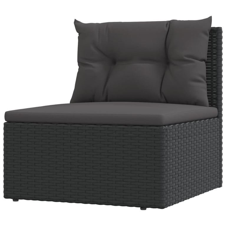 7-delige Loungeset met kussens poly rattan zwart MeubelReus