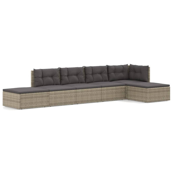 6-delige Loungeset met kussens poly rattan grijs MeubelReus