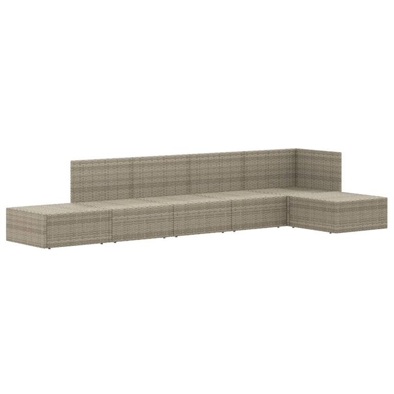 6-delige Loungeset met kussens poly rattan grijs MeubelReus