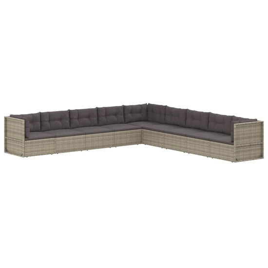 9-delige Loungeset met kussens poly rattan grijs MeubelReus