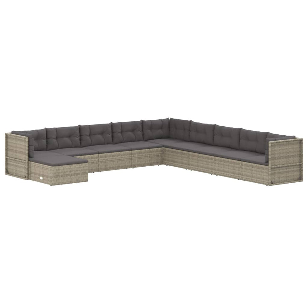 10-delige Loungeset met kussens poly rattan grijs MeubelReus