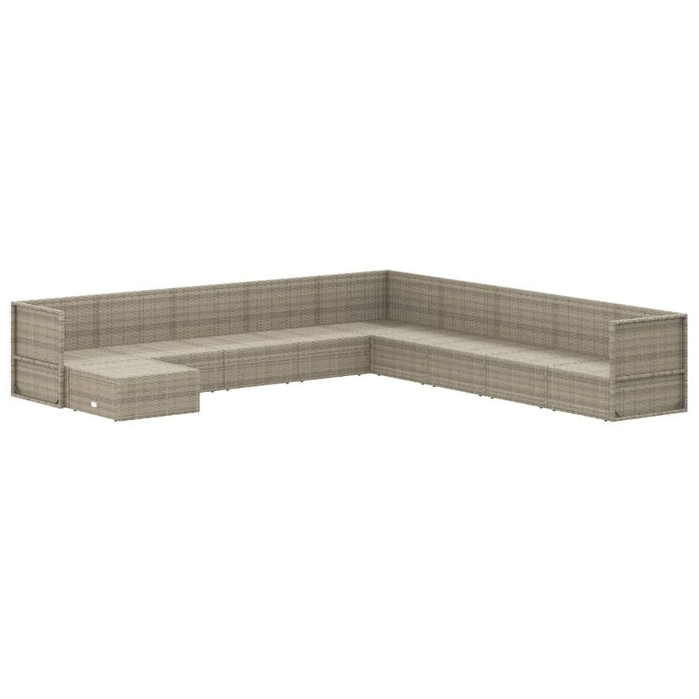 10-delige Loungeset met kussens poly rattan grijs MeubelReus