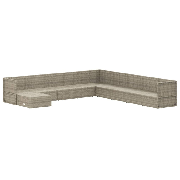 10-delige Loungeset met kussens poly rattan grijs MeubelReus