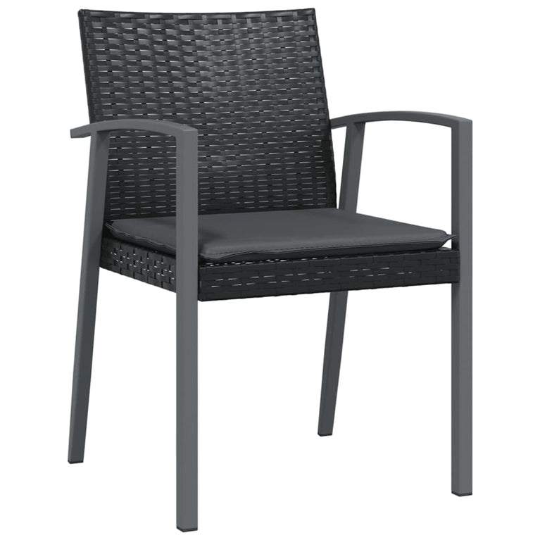 Tuinstoelen 4 st met kussens 56,5x57x83 cm poly rattan zwart MeubelReus