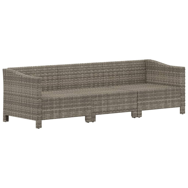 3-delige Loungeset met kussens poly rattan grijs MeubelReus