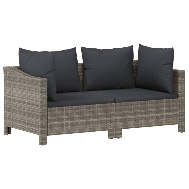 3-delige Loungeset met kussens poly rattan grijs MeubelReus