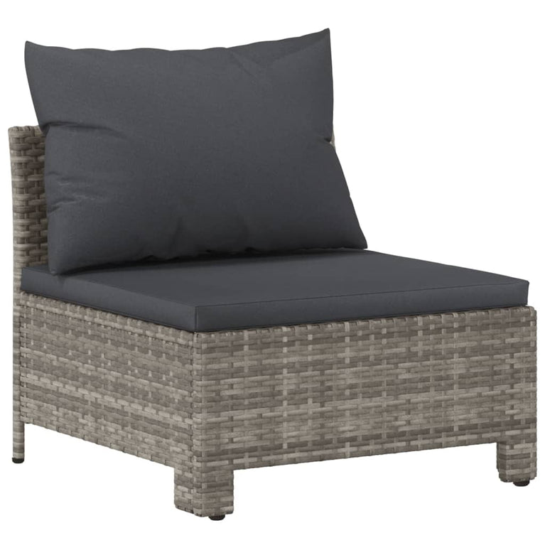 3-delige Loungeset met kussens poly rattan grijs MeubelReus