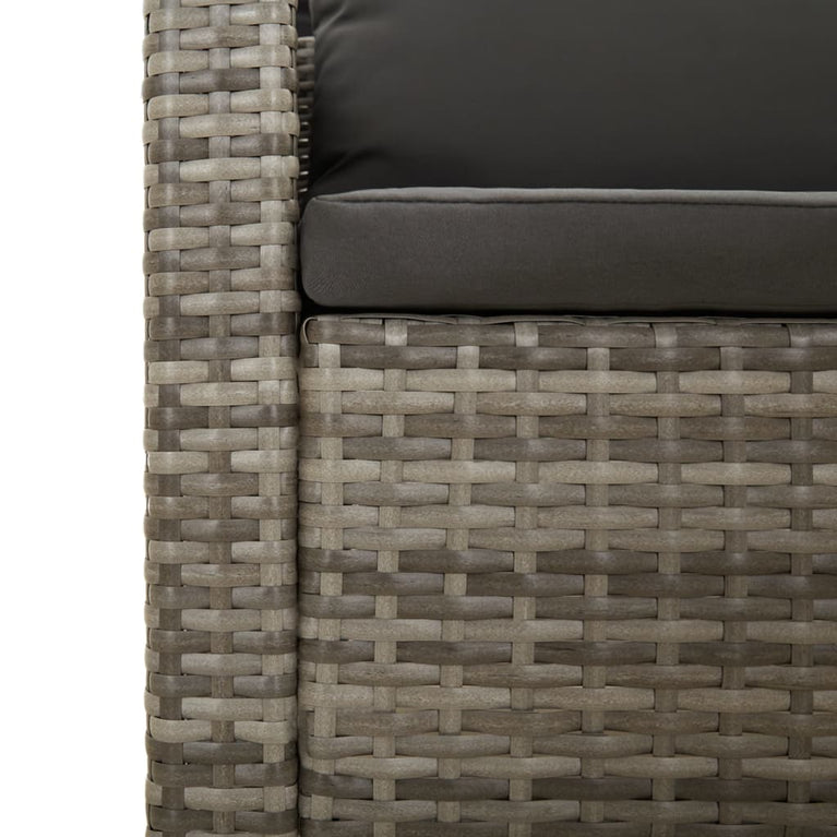 3-delige Loungeset met kussens poly rattan grijs MeubelReus