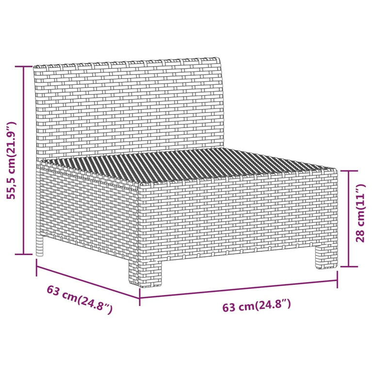3-delige Loungeset met kussens poly rattan grijs MeubelReus