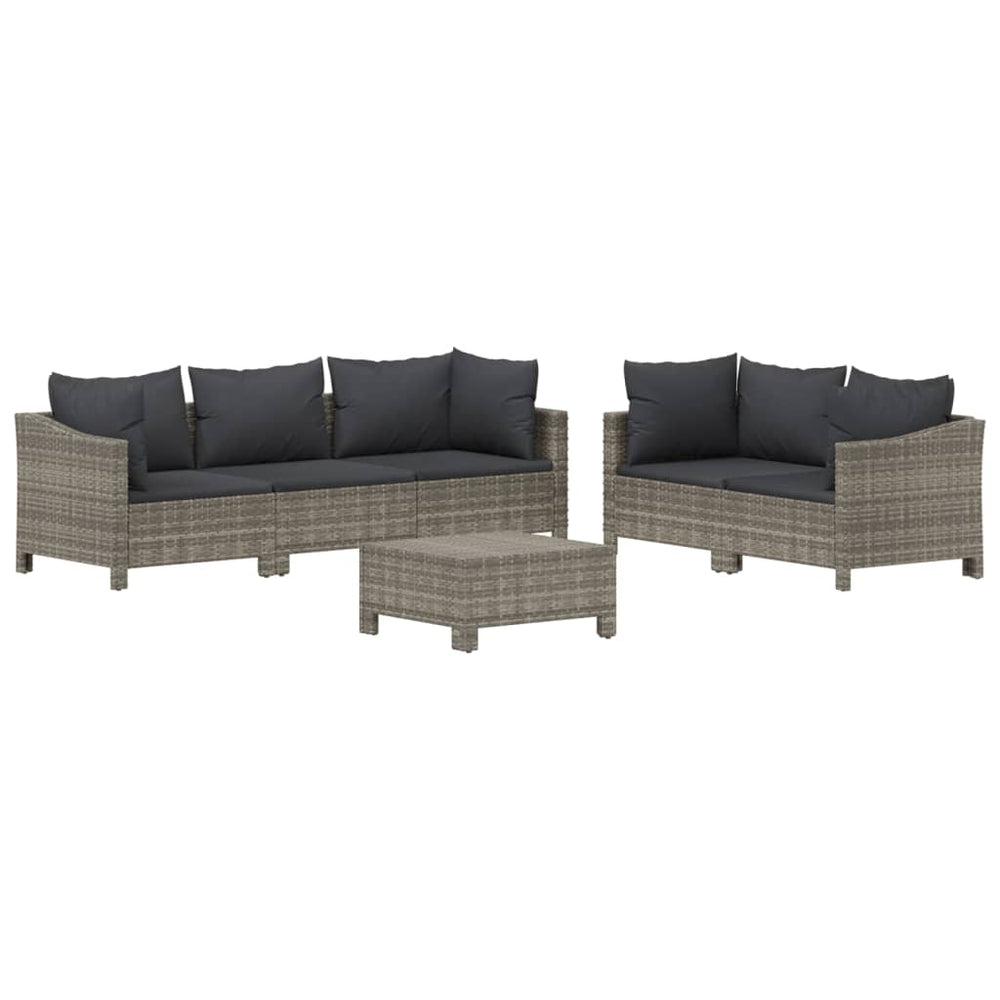 6-delige Loungeset met kussens poly rattan grijs MeubelReus