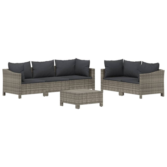 6-delige Loungeset met kussens poly rattan grijs MeubelReus