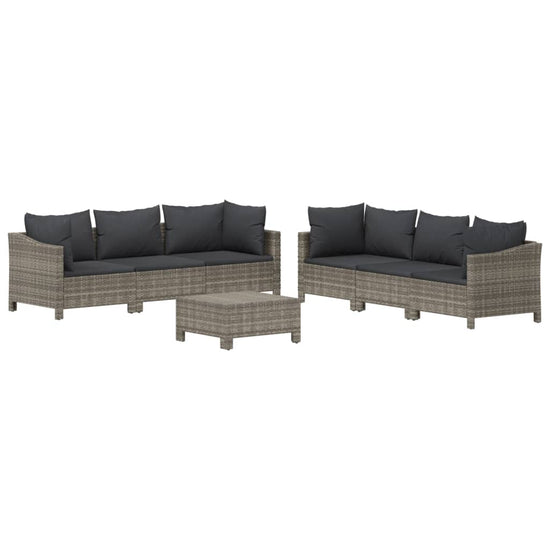 7-delige Loungeset met kussens poly rattan grijs MeubelReus